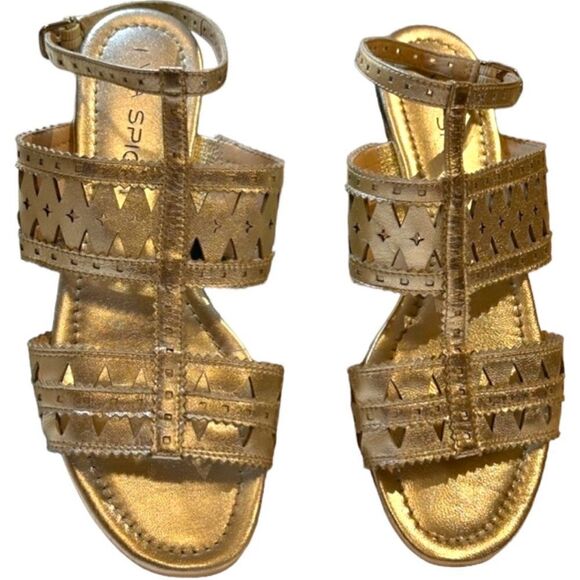 VIA SPIGA Roma-Calandre Strappy open Sandals, Gold, shine ✨ Size 6 - Picture 1 of 16